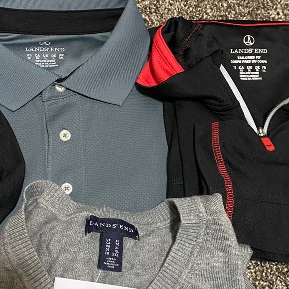 Set of 3 Lands End Mens XL‎ Verizon V-Neck Sweater sweatshirt polo shirt NWOT - Picture 2 of 11